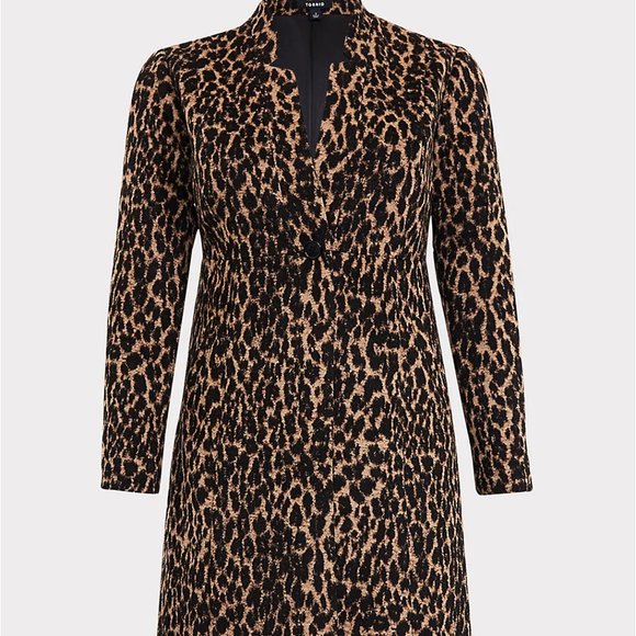 Torrid 5X Coat Car Jacket Leopard Winter Warm Wool Blend Midi Long Plus NWT - Picture 5 of 6